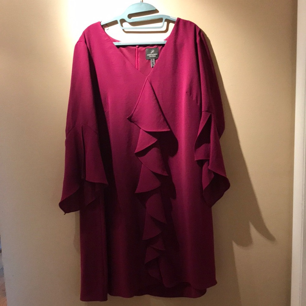 Adrianna Papell dress size 14W wine color mint condition dress